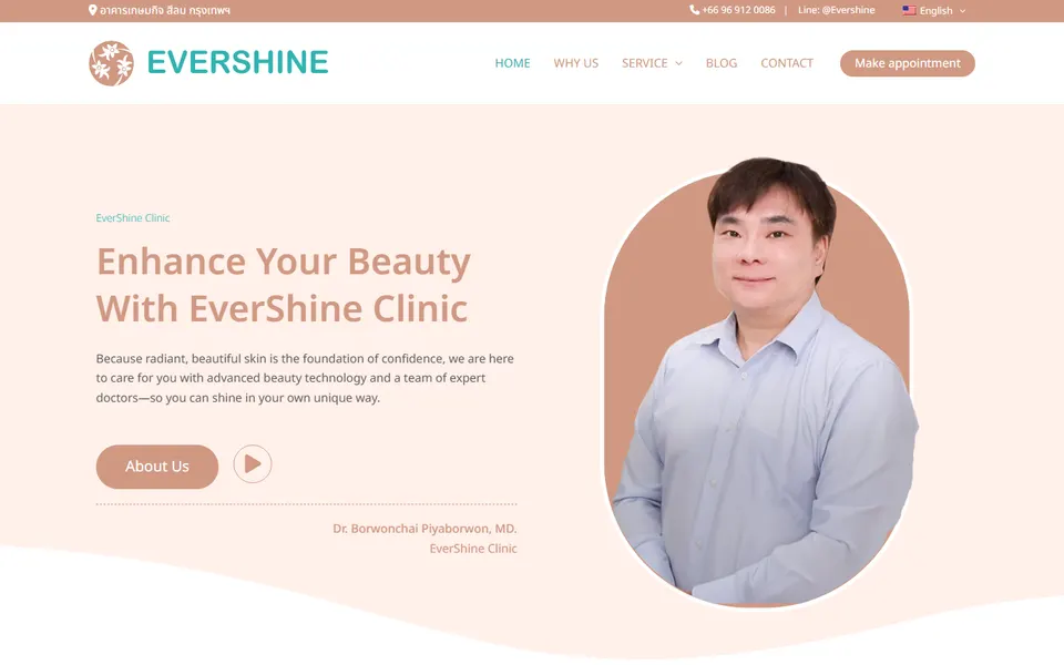Screenshot of EverShine Clinic official homepage